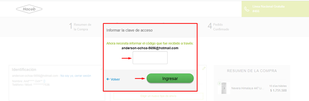 Nota para comprar en Haceb.com