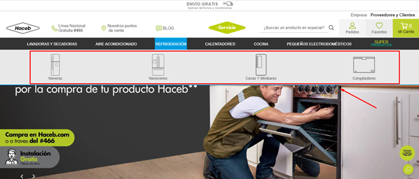 Nota paso 1 para comprar en Haceb.com