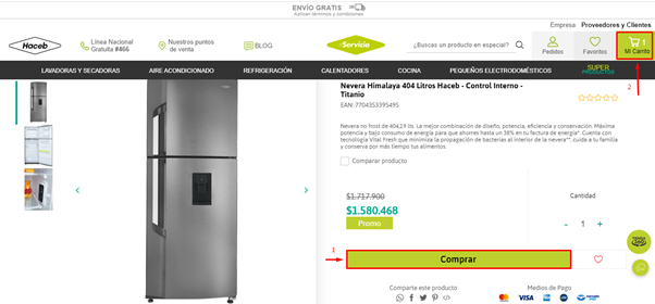 Paso 3 para comprar Haceb.com