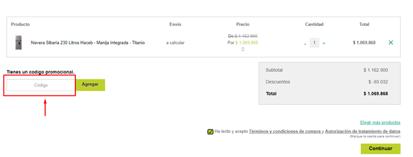 Paso 5 para comprar Haceb.com